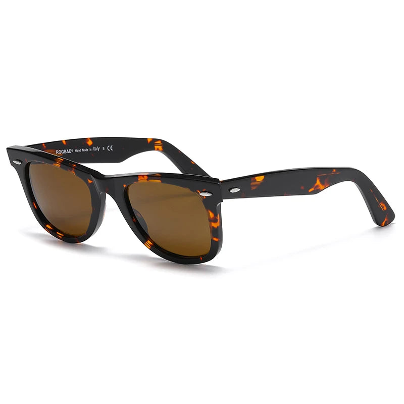 ROGBAE Tilting sunglasses men classics Glass lens Acetate sun glasses R2140 Luxury Brand Rivet Design Goggles Female sunglass