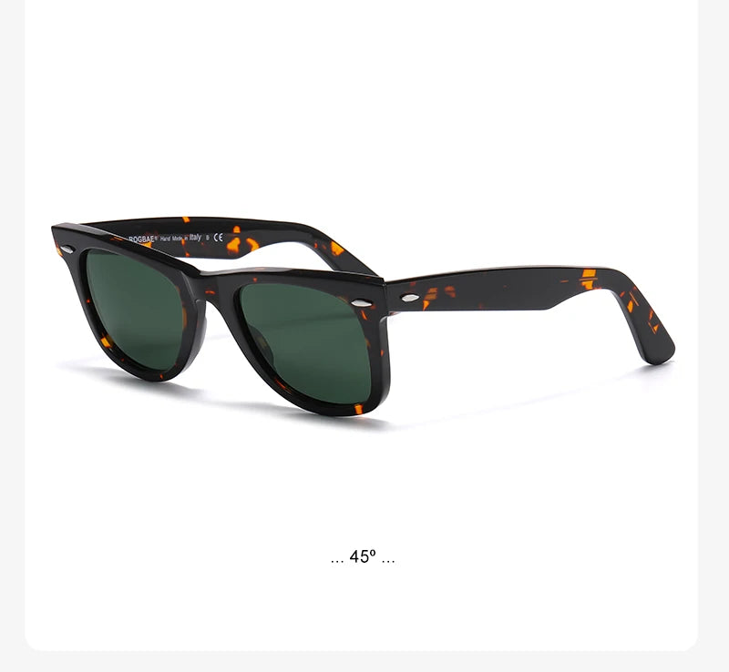 ROGBAE Tilting sunglasses men classics Glass lens Acetate sun glasses R2140 Luxury Brand Rivet Design Goggles Female sunglass