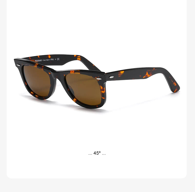 ROGBAE Tilting sunglasses men classics Glass lens Acetate sun glasses R2140 Luxury Brand Rivet Design Goggles Female sunglass