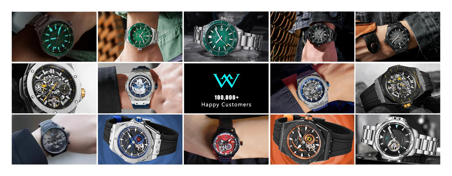 WM Watch WellyMerck Automatic Mechanical Watches Man Skeleton Stainless Steel Sapphire Crystal Tonneau Watch WM083