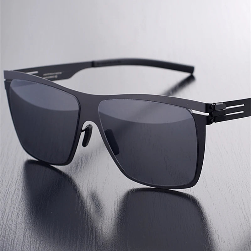German Screwless Oversized Sunglasses for Men Anti-ultraviolet UV400 Sunglass Women Ultralight Trendy Square Sun Glasses Male