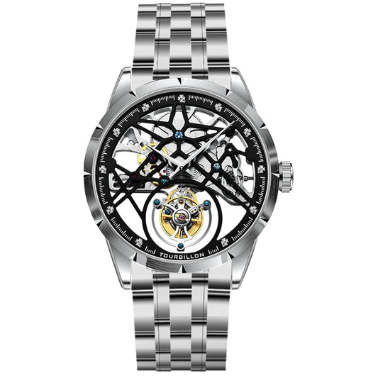 JINLERY Fashion Real Tourbillon Watch Man Luxury Skeleton Watches for Men Wristwatch Male Clock New  Gifts Relogio Masculino