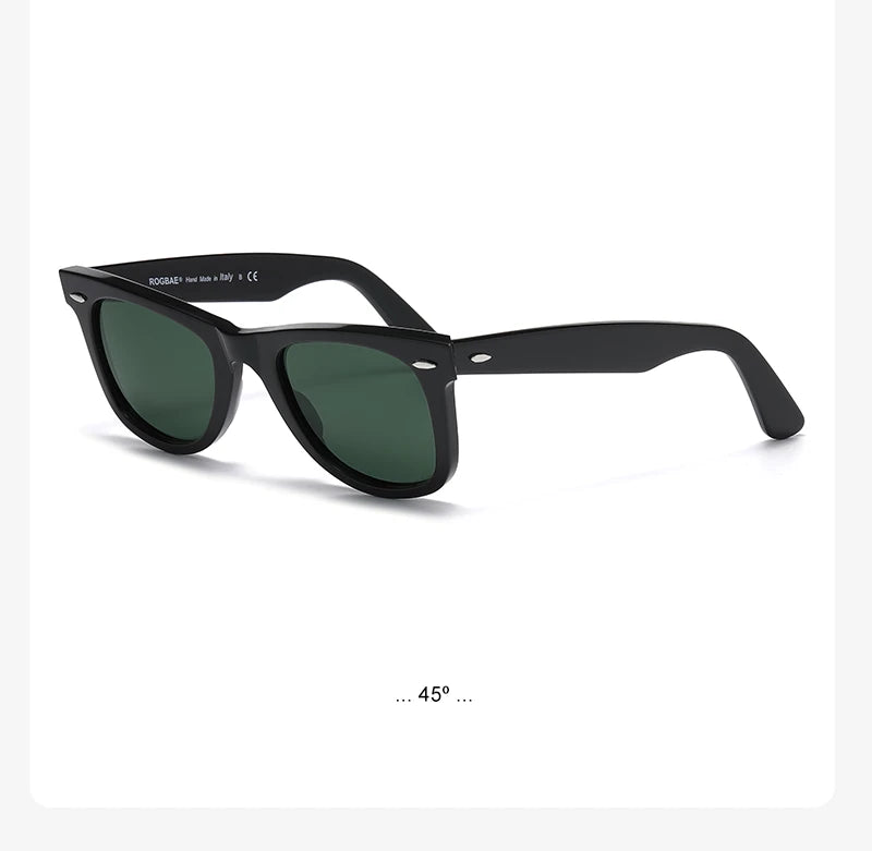 ROGBAE Tilting sunglasses men classics Glass lens Acetate sun glasses R2140 Luxury Brand Rivet Design Goggles Female sunglass