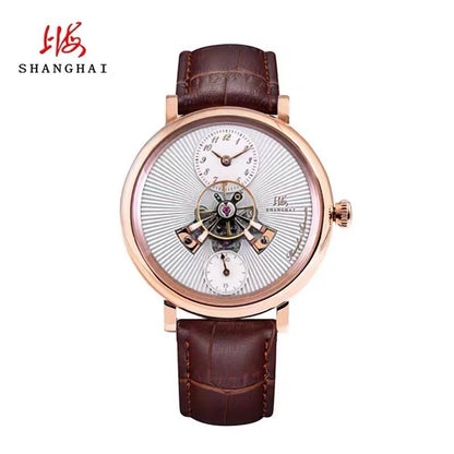 Shanghai Tourbillon Watch Men 40mm Luxury Automatic Watches Dome Sapphire Glass Man Mechanical Wristwatches Relojes Para Hombre