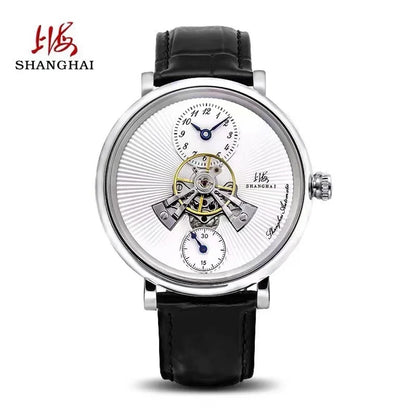Shanghai Tourbillon Watch Men 40mm Luxury Automatic Watches Dome Sapphire Glass Man Mechanical Wristwatches Relojes Para Hombre