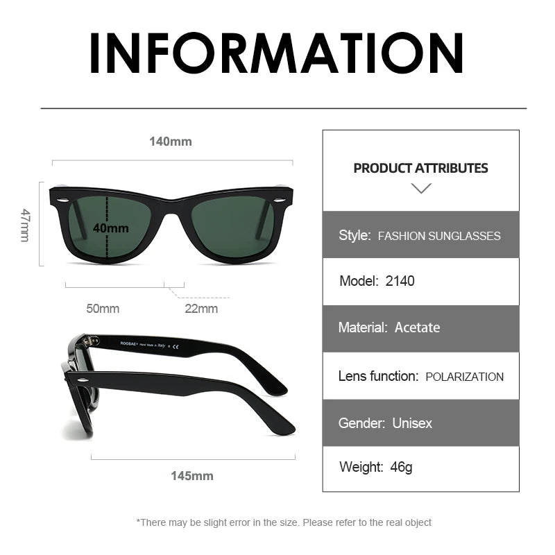 ROGBAE Tilting sunglasses men classics Glass lens Acetate sun glasses R2140 Luxury Brand Rivet Design Goggles Female sunglass