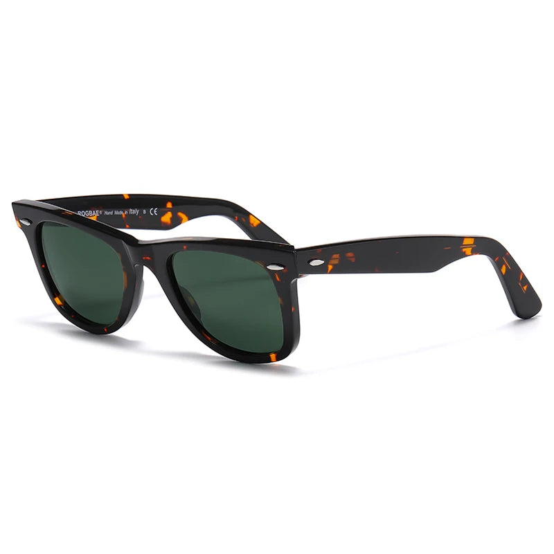 ROGBAE Tilting sunglasses men classics Glass lens Acetate sun glasses R2140 Luxury Brand Rivet Design Goggles Female sunglass