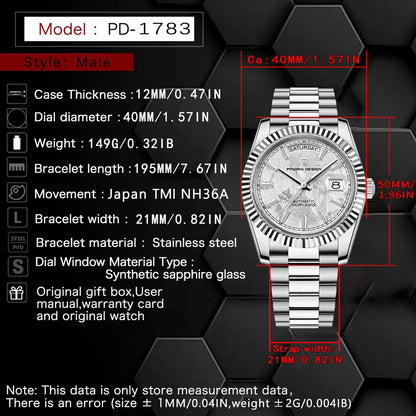 PAGANI DESIGN Watches for Man DD40 1783 Luxury Automatic Mechanical Mans Watch AR Sapphire Glass NH36A Date relogios masculino