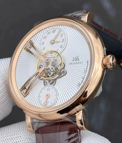 Shanghai Tourbillon Watch Men 40mm Luxury Automatic Watches Dome Sapphire Glass Man Mechanical Wristwatches Relojes Para Hombre