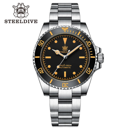 STEELDIVE SD1954V New Bracelet 41MM Stainless Steel Case 300M Waterproof Vintage Luminous Slide Clasp NH35 Mens Dive Watch Reloj