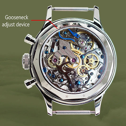 RED STAR 38mm 1963 Chronograph Men's Luminous Mechanical Watch Manual Winding ST1901 Movement With Swan Neck Wristwatch