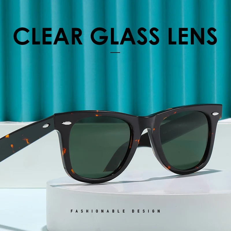 ROGBAE Tilting sunglasses men classics Glass lens Acetate sun glasses R2140 Luxury Brand Rivet Design Goggles Female sunglass