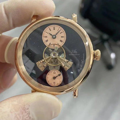 Shanghai Tourbillon Watch Men 40mm Luxury Automatic Watches Dome Sapphire Glass Man Mechanical Wristwatches Relojes Para Hombre