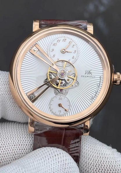Shanghai Tourbillon Watch Men 40mm Luxury Automatic Watches Dome Sapphire Glass Man Mechanical Wristwatches Relojes Para Hombre